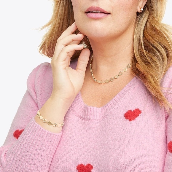 Draper James 12K Shiny Gold Plated Brass Hammered Disc Bracelet - Picture 2 of 4